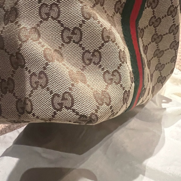 Auth GUCCI Sherry Tote Bag Beige Ivory GG Canvas Leather - Picture 15 of 16